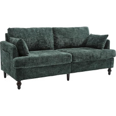 Arhatreya 2-kohaline diivan diivan puidust jalgadega, 2-kohaline kokkupandav diivan koos hoiukoti ja USB laadimisfunktsiooniga, LED-valgusega istumisdiivan elutuppa, magamistuppa, korterisse, šenill, smaragdroheline