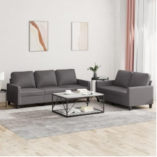 Juroupi 2-TLG. Sofagarnitur mit Kissen Sofa Wohnzimmer Sitzgruppe Wohnzimmer Sofa Set Sofas FüR Wohnzimmer Grau Kunstlederer - 3201420