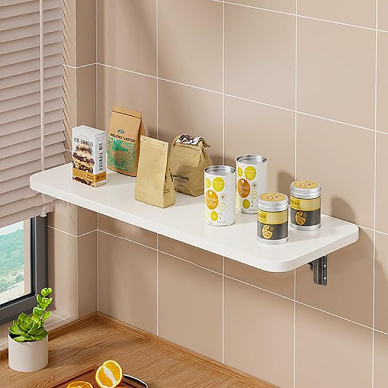 Klappbarer Wandtisch, platzsparend, wandmontierter Tisch für kleine Räume, Zuhause, Büro, Wäsche, Küche, Weiß, 40 x 20 cm