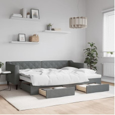 Sahtlitega pikendatav päevavoodi Magamisfunktsiooniga diivanvoodi 80 x 200 cm üheinimesevoodi Külalisvoodi magamistuppa elutuppa tumehall