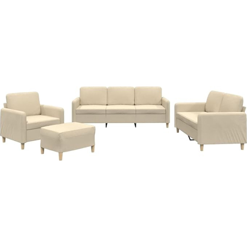 Vopese Cremefarbenes 3-teiliges Stoffsofa mit Fußhocker - Wohnzimmer, Leseecke, Entspannung Model3202064