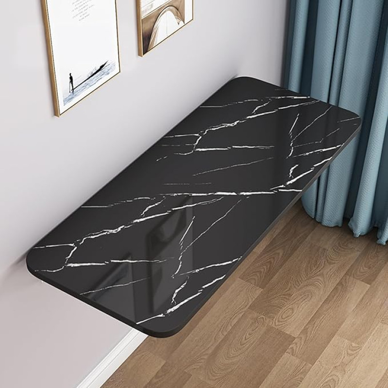 Kokkupandav laud Ruumisäästlik seinale paigaldatav kokkupandav laud Kompaktne PC-ESS ja töölaud väikestesse ruumidesse 60x50cm Stiilne must disain Ideaalne baari ja sülearvuti kasutamiseks