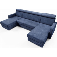 LIKMA mereväe sinine Mako nurgadiivan magamisfunktsiooniga ja voodikastiga, 274 cm x 100 x 165 cm, U-kujuline diivanvoodi, reguleeritavad peatuged, elamismaastiku diivanvoodi kangas: Anafi 15