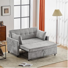 ANIROY diivan voodifunktsiooniga, kahekordne diivanvoodi, elutoa diivan, pikendatav diivanvoodi, päevavoodi, päevavoodi, diivanvoodi reguleeritava seljatoega, šenill-kangas (hall)