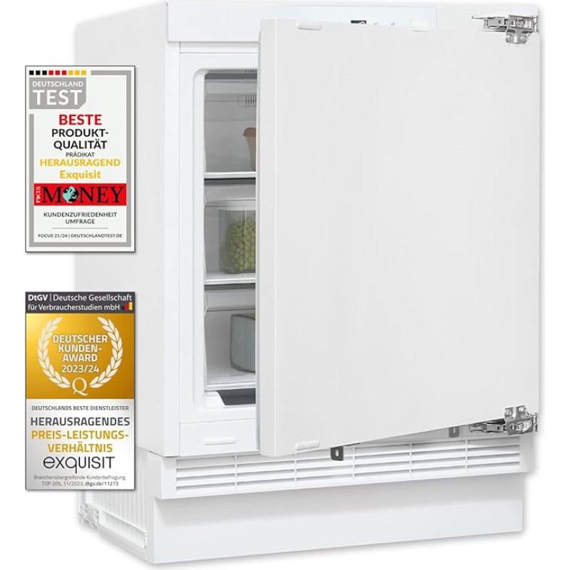 Exquisit UGS105-FE-010E Undermount Freezer | Net Capacity: 101 L | Alarm Function | 4 Star Freezing | Fixed Door Assembly | Under-Unit