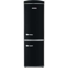 SEVERIN RKG 8998 [EEK E] Double Door Fridge & Freezer Retro Design with Chrome Detailing, No Frost + Fast Cooling/Freezing Function, LED Illuminated, Cooling Range 0-8°C, 315L Volume, 41dB, Black