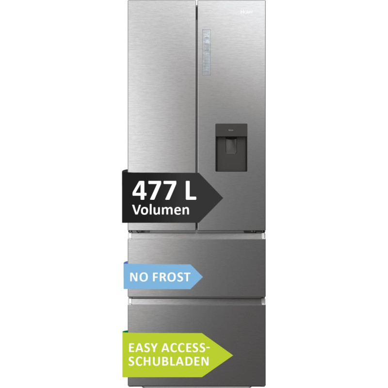 Haier French Door Fridge-Freezer Combination 70 cm Width I 477 L French Door Fridge with Water Dispenser, LED I Double Door Fridge with Freezer, No Frost I FD 70 Series 7 HFR7720DWMP