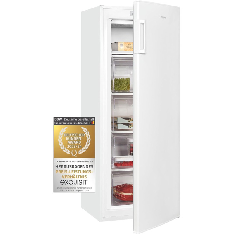 Exquisit GS230-HE-040D Freezer White | 168 L Net Capacity | 4* Freezing | Quick Freezing | Standing Device