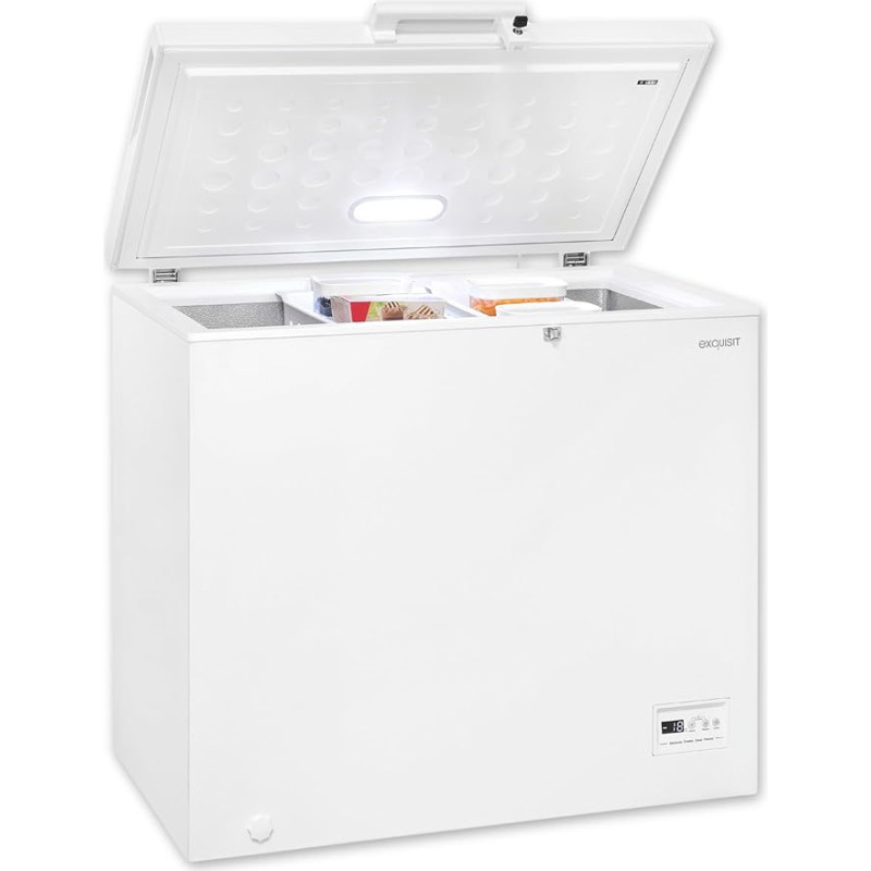 Exquisit GT201-HE-040E Freezer, Cooling Function, 2-in-1, 198 Litres, Door Lock, 4-Star Freezer, Quick Freeze, 2 Wheels, White