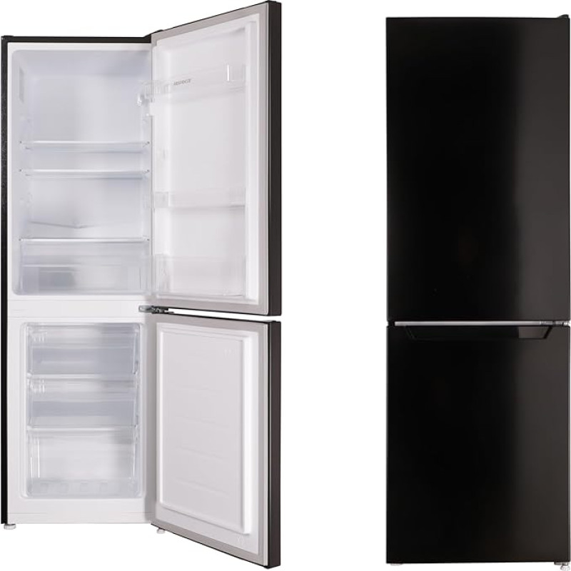 Respekta KG144S-37 Stand Fridge-Freezer Combination / 109 L Fridge Capacity / 48 L Freezer Capacity / with Adjustable Thermostat and Ice Cube Maker / H 144 x (W) 47.4 x (D) 49.5 cm / 39 dB / Black