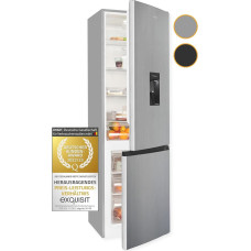 Exquisit Fridge-freezer combination KGC265-70-WS-040D inoxlook, 260 L volume, free-standing fridge freezer combination with water dispenser, alarm, freeze 4 stars [energy class D]
