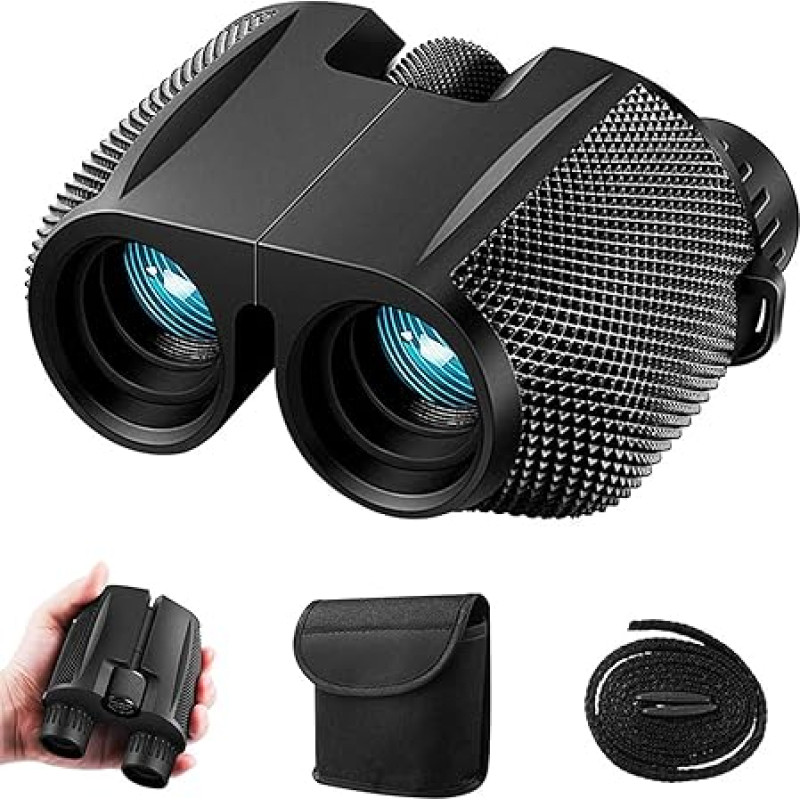 Binokkel 10 x 25, HD binokkel täiskasvanutele, kerged kokkupandavad binoklid, kaasaskantavad veekindlad mini binoklid lastele, linnuvaatluseks, reisimiseks, teatrisse, ooperisse, kontserdile, matkale, vaatamisväärsuste vaatamiseks
