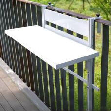 TELCIM Klappbarer Balkontisch Zur Wandmontage,Höhenverstellbarer,Klappbarer Wandtisch,Klappbarer Terrassentisch,Balkontisch Hängend,Platzsparender Balkongeländertisch(White,60 * 30cm/23.6 * 11.8in)