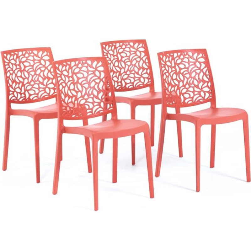 Polüpropüleenist klaaskiust virnastatavad toolid Siseköögi söögituba Väljas aed-baar restorani toolid kaasaegne disain Anna (4 tooli, korall)