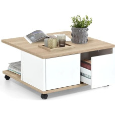 FMD Möbel, 659-001E Twin 1 kohvilaud Tammeplaat / valge kõrgläikega mõõtmed 70,0 x 70,0 x 36,0 cm (B x K)