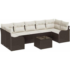 Rantry 8-teiliges Garten-Sofa-Set mit Kissen Braun Poly Rattan, 2-Sitzer Garten-Sofa mit Stauraum & Kissen Braun Poly Rattan Gartenlounge Model3354287