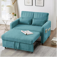 Kebnor [magamisfunktsiooniga diivanvoodi] Kahekohaline kokkupandav diivan, pikendatav disain, lihtne ja kaasaegne, kaasaegne stiil, kolmeastmeline reguleeritav seljatugi, hingav puuvillane linasest riidest kangas (roheline)