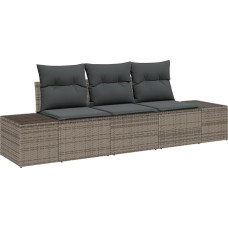 Rantry 3-Teiliges Garten Sofa Set mit Kissen Grau Poly Rattan Gartenlounge Model3346919