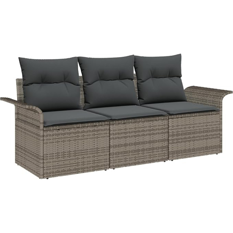Rantry 3-osaline aia diivan komplekt koos pehmendusega Grey Poly Rattan Garden Lounge Model3345219