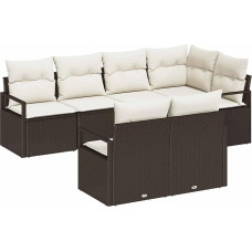 7-teiliges Garten Sofa Set mit Kissen Braun Poly Rattan Gartenlounge Model3355087