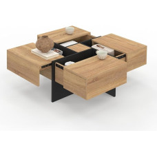 IDMarket - Talia kandiline kohvilaud sahtlitega puit ja must