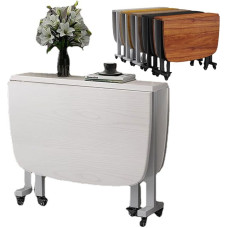 Klappbarer Klapptisch für den Innen- und Außenbereich, platzsparender Esstisch mit Stühlen zum Arbeiten, Studieren und Essen, Weiß, 100 x 60 cm