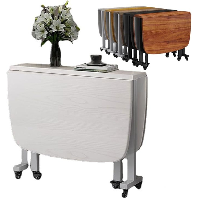 Klappbarer Klapptisch für den Innen- und Außenbereich, platzsparender Esstisch mit Stühlen zum Arbeiten, Studieren und Essen, Weiß, 100 x 60 cm