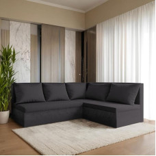 FORNIRO 24 Hugo L Ecksofa mit Schlaffunktion und Bettkasten - Stoff Komfort in Graphit, 206 x 165 cm L-formaadis diivan, ausziehbar mit hochelastischem Schaumstoff und Plüschbezug
