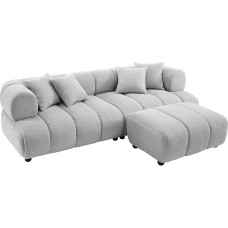 Riess Ambiente Modern XXL Adlon diivan 255 cm Hall Bouclé Bigsofa vedrustuse südamik koos padjaga