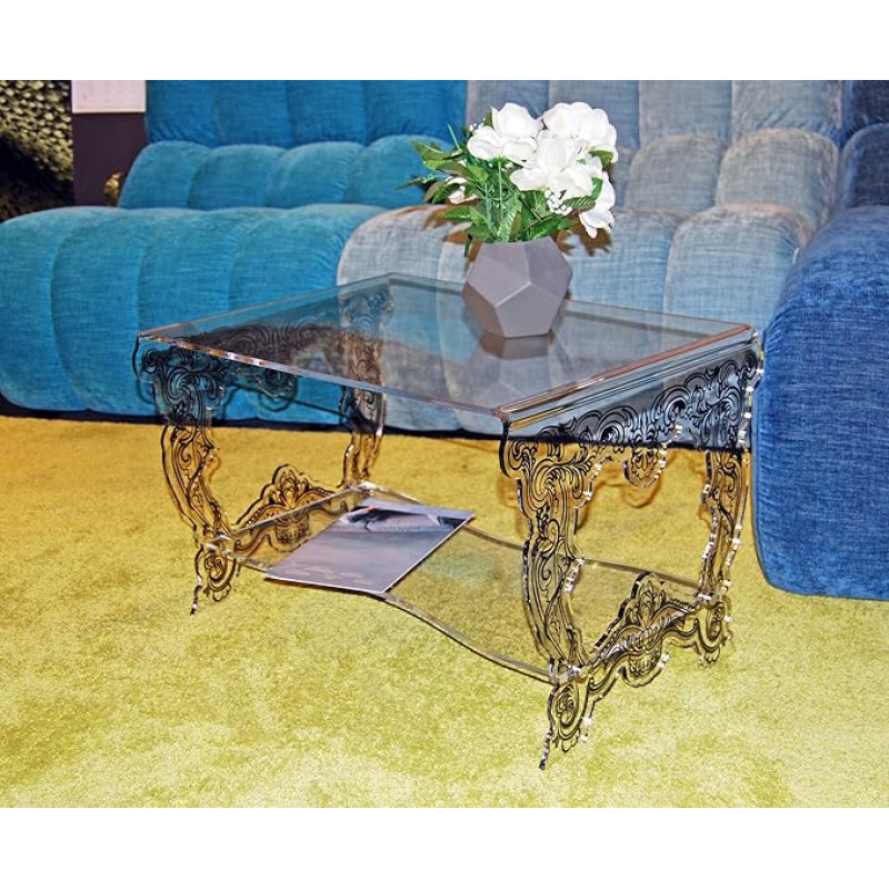 Slato Ambrosia madal kohvilaud kaasaegses disainis, valmistatud läbipaistvast akrüülkristallist, trükitud Itaalias valmistatud