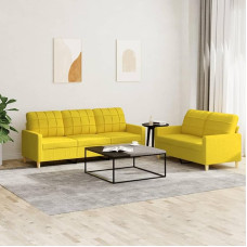 Homgoday Hellgelbe 2- und 3-Sitzer-Sofagarnitur mit Schaumstofffüllung | Stoff (100% Polyester), Metall, Textilene, Sperrholz | Bequem & Robust | Max. 110 kg pro Sitz Model3201311
