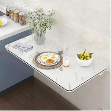 Klappschreibtisch aus Massivholz, zur Wandmontage, für kleine Räume, starke Tragfähigkeit, platzsparend, für Wohnzimmer, Küche, Schlafzimmer, Weiß