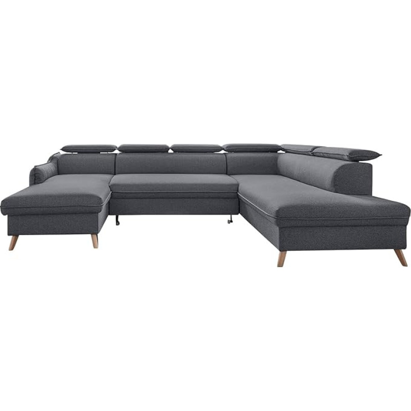 MIUFORM U-kujuline nurgadiivan voodifunktsiooniga ja voodikasti peatugedega, Sweet Harmony nurgadiivan, elutoa diivanvoodi (tumehall, paremale orienteeruv)