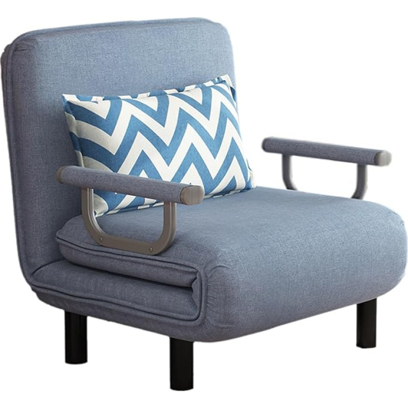 Magamistool, 3-in-1 tugitool, magamisfunktsiooniga elutuba, teisaldatav ühekohaline diivanvoodi, kasutatakse kontorites, elutubades, magamistubades (sinine)