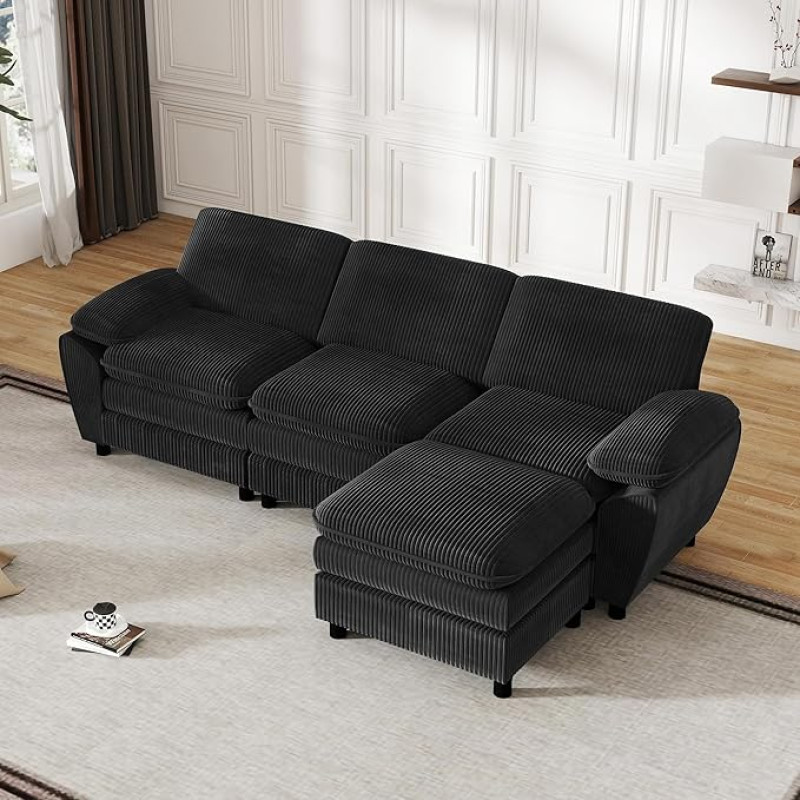 Modulaarne kombineeritud diivan - kerge sametist polsterdus 2 padjaga ja eemaldatav Osman, teisaldatav elutoa diivan korterisse või koju