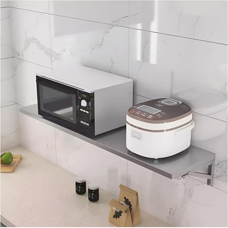 304 roostevabast terasest seinale paigaldatud kokkupandav riiul koos tugitoruga Kööki ujuv söögilaud pesuruumi jaoks Kokkupandav hommikusöögi baarilaua 120 x 30 cm