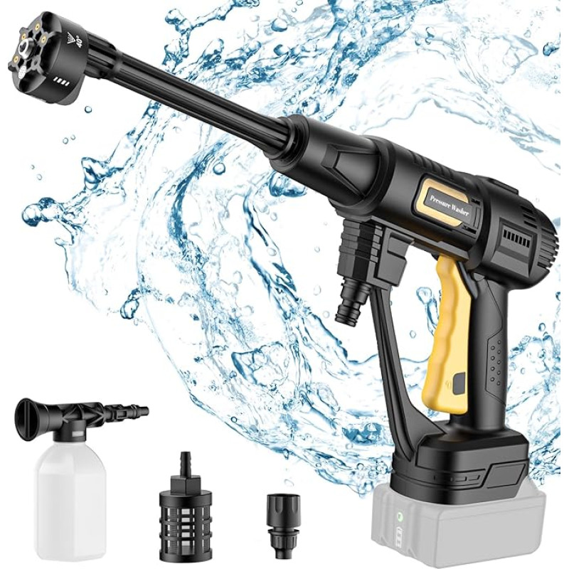 Powtree Hydro Blast akupuhasti Makita 18 V/21 V akule (ilma akuta), HydroBlast akupuhasti 3-tasemelise rõhu reguleerimise ja 6-in-1 otsikuga, auto, aia jaoks.