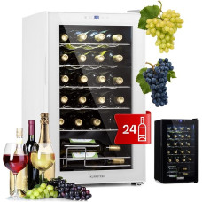 Klarstein Wine Fridge, 1 Zone Drinks Refrigerator, Small, Freestanding Small Wine Cabinet, 63L Wine Fridge with Glass Door, Indoor/Outdoor Bottle Fridge, Wine Fridge 24 Bottles