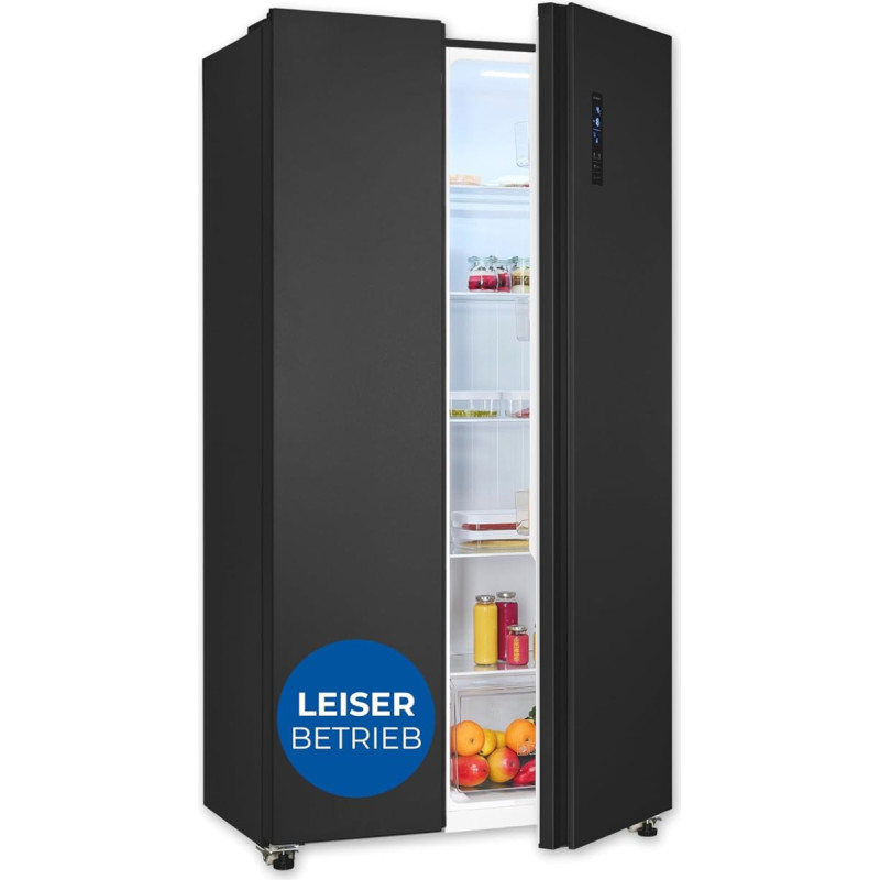 Exquisit Side-by-Side Fridge, Fridge-Freezer, NoFrost, 442 Litres, Quick Freeze, Alarm, 4-Star Freezer, LED Display, SBS546-040E inoxlook-az