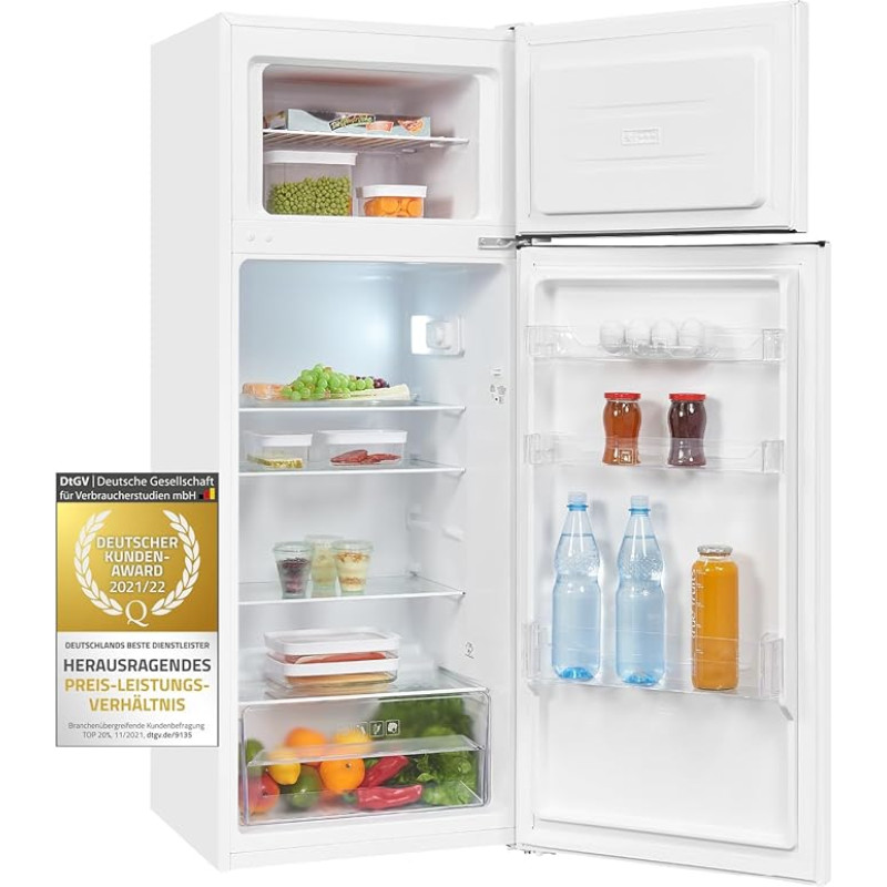 Exquisit Fridge-Freezer Combination KGC270-45-040D White | 206 L Volume | Fridge-Freezer Combination Door Hinge Changeable | Temperature Control | Freezer Combination Freestanding