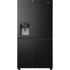 Hisense RS818N4TFE Side-by-Side Fridge Freezer, 179 cm, Inverter Compressor, Total NoFrost, Multi Air Flow, Water Dispenser with Water Tank, Fridge Capacity 417 L, Freezer Capacity 215 L, Black