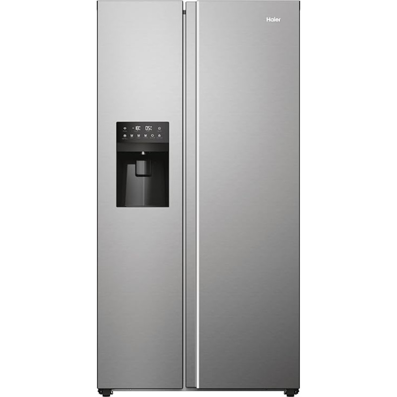 Haier SBS 90 Series 5 HSR5918DIMP Fridge-Freezer Combination / Stainless Steel Front / Water and Ice Cube Dispenser / Fixed Water Connection / Multi Airflow / Total No Frost / Economical Energy