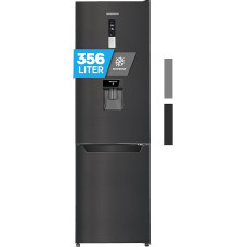 Heinrich´s Fridge Freezer Combination with 356 L Mega Total Volume, 260 L Cooling Volume 96 L Freezer Volume, Fridge Including Water Dispenser, Door Hinge, Changeable, Quiet 37 dB, Large Freezer Boxes