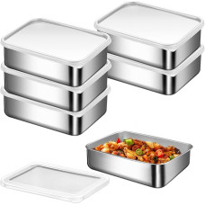 HOMURY toidu säilitamise konteiner, Meal Prep karbid: Pakett 6 roostevabast terasest lõunakasti kaanega, 500 ml, sügavkülmikupakend, toidu säilitamise kast, virnastatav roostevabast terasest kast liha-juustu jaoks.