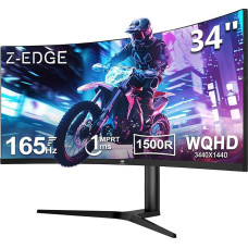 Z-Edge 34 Zoll Ultrawide Curved Gaming Monitor 165Hz (DP) 100Hz (HDMI) 1ms MPRT, 21:9 WQHD 3440x1440 R1500 Curved VA Panel, Höhenverstellbar, FreeSync, HDMI, DisplayPort, PIP & PBP, Schwarz