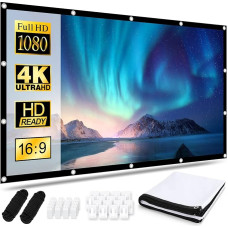 Osoeri ekraaniprojektor 100 tolli, 16:9 HD kokkupandav projektori ekraan, kortsuvastane kahepoolne projektori ekraan 221 x 125 cm, kaasaskantav projektori ekraan koju, kooli, koosolekule