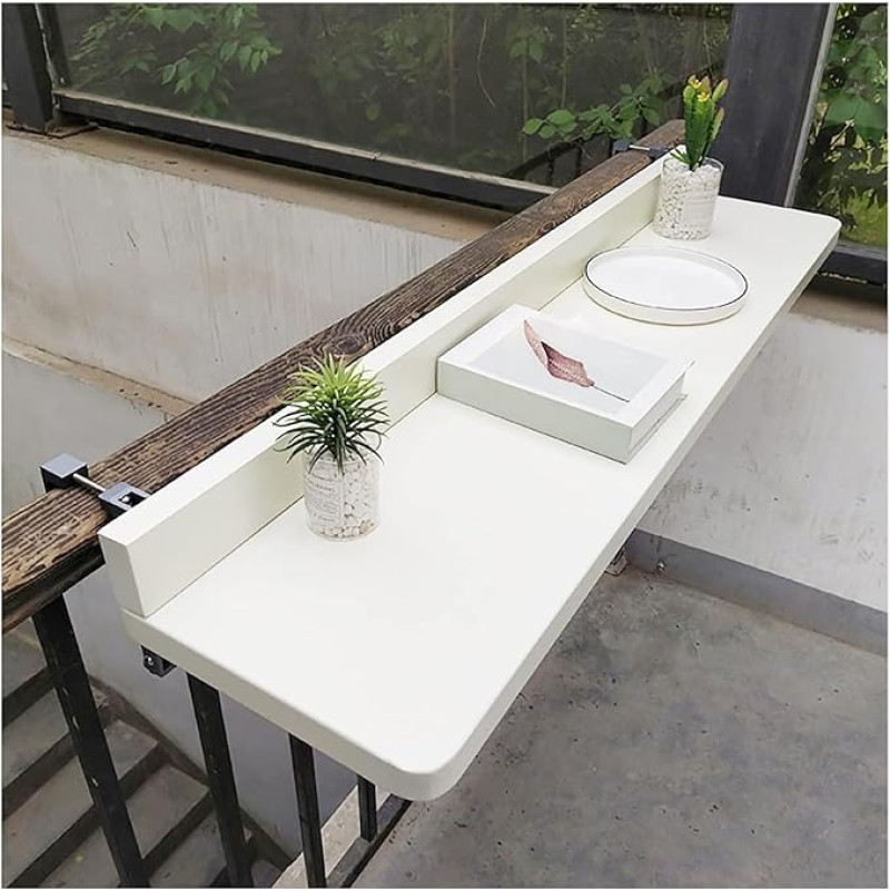 Rõdu rippuv laud, kokkupandav 5-suunaline reguleeritava kõrgusega laud rõdule, alumiiniumprofiil, ilmastikukindel kokkupandav laud terrassile ja aeda (valge, 80 x 39 cm)