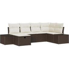 Rantry 6-teiliges Garten Sofa Set mit Kissen Braun Poly Rattan Gartenlounge Model3360709