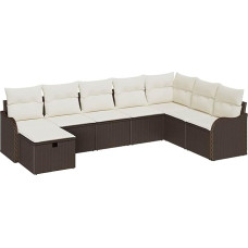 Rantry 8-teiliges Garten Sofa Set mit Kissen Braun Poly Rattan, 2-Sitzer Garten Sofa mit Stauraum & Kissen Braun Poly Rattan Gartenlounge Model3360359