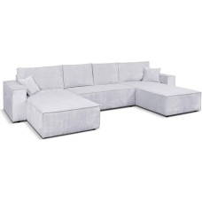 MargaretHadas24 nurgadiivan, Camel U-kujuline magamisfunktsiooniga, voodikast, 390 cm, magamisala, 340 x 135 cm, XXL diivan elutuba, tööruum (Poso 55 - helehall)